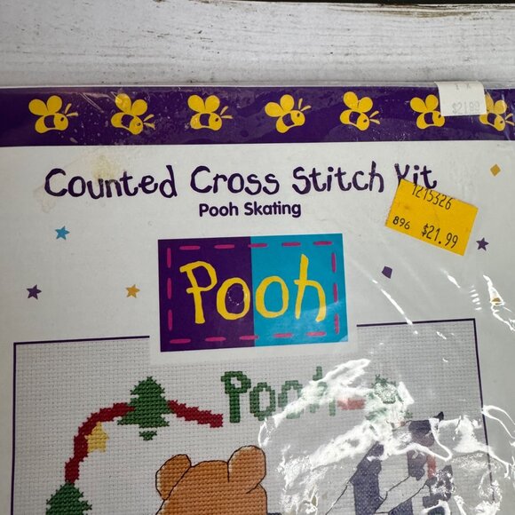 Winnie the Pooh Counted Cross Stitch Kit Ice Skating Christmas Disney Needlework - Picture 2 of 7